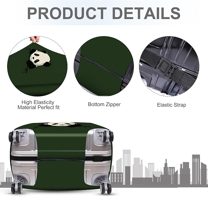 ANNA QUEEN Panda Luggage Cover, Cute Panda Design Suitcase Protector, Stretchable Washable Travel Sleeve for 28-30 Inch Luggage