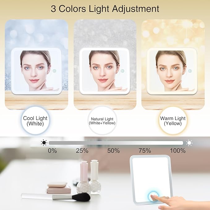 Relavel Travel Makeup Bag With Light Up Mirror, Cosmetic Train Case with LED Mirror, Professional Makeup Case for Makeup Artist, Waterproof Makeup Brush Holder Organizer Storage, Rhombus Black