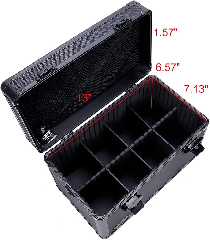 Vaultz Portable Safe Box - 14 L x 9.12 H x 8.5 Inch Large Storage Box with Lock, Mesh Pocket & Adjustable Compartments for Cash, Documents and Valuables - Tactical Black