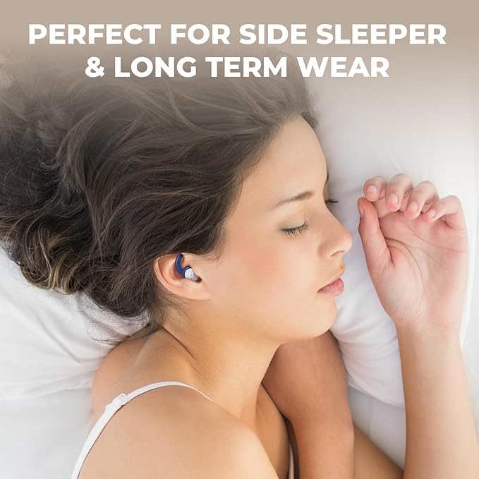 Ear Plugs for Sleeping: Reusable Earplugs for Sleep, Snoring Blocking, Concert, Travel, Airplane, 2 Pairs Washable Soft Silicone Noise Cancelling Ear Plugs (Sapphire Blue)