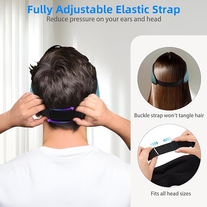 3D Sleep Mask with Bluetooth Headphones, Sleeping Headphones for Side Sleepers, Zero Eye Pressure, Adjustable Sleep Eye Mask, Ultra-Thin Stereo Speakers Perfect for Sleeping-Peacock Blue