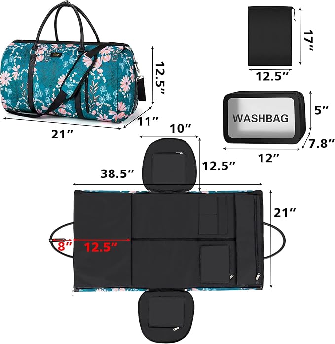 Garment Bag for Travel Convertible Carry On Garment Bag Large Travel Duffel Bags for Women 2 in 1 Hanging Suitcase Suit Travel Bags for Women & Men 3pcs Set