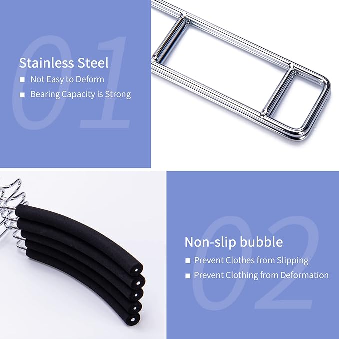 Nature Smile No Shoulder Bump Multiple Sweater Coat Clothes Hangers,Multi Layers Space Saving T Shirt Blouse Rack,(2 Pack Black Color)