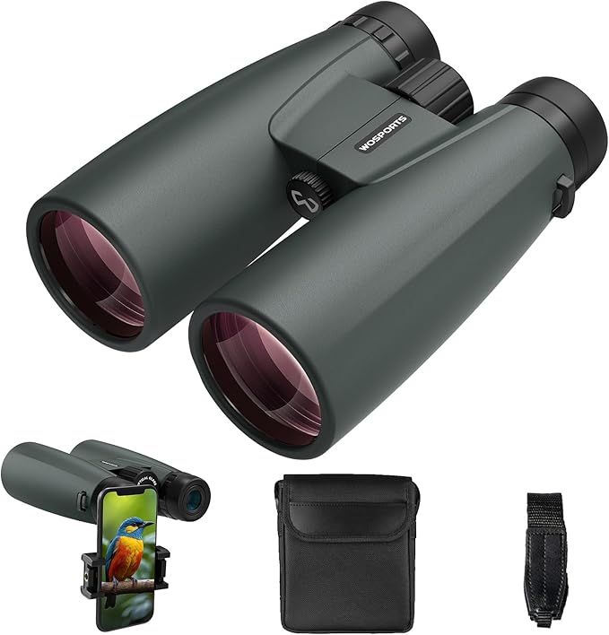 WOSPORTS 15x50 Binoculars for Adults High Powered - 21.5mm Large Eyepiece Binoculars for Bird Watching, Cruise Ship, Hunting, Travel