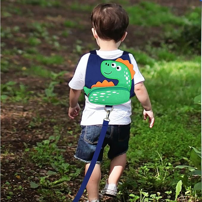 Toddler Harness Leash with Anti Lost Wrist Link, Accmor Cute Dinosaur Kids Harness Children Leash for Outdoor Travel, Adorable Baby Anti Lost Leash Walking Wristband Assistant Strap Keep Babies Close