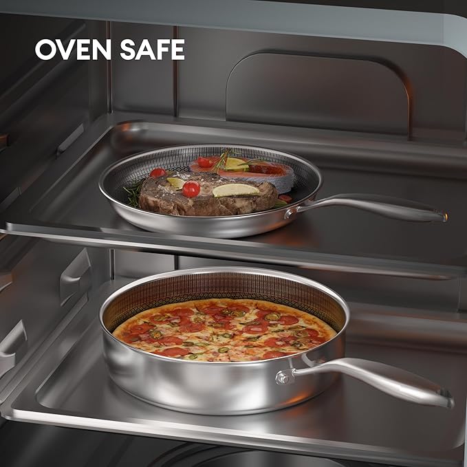 COOKER KING Stainless Steel Cookware Set, Pots and Pans Set Non Stick, Hybrid Ceramic Cookware,Non-Stick Frying Pans, Saucepans, Saute Pan & Stock Pot, Non-Toxic, Oven Safe, Induction Compatible