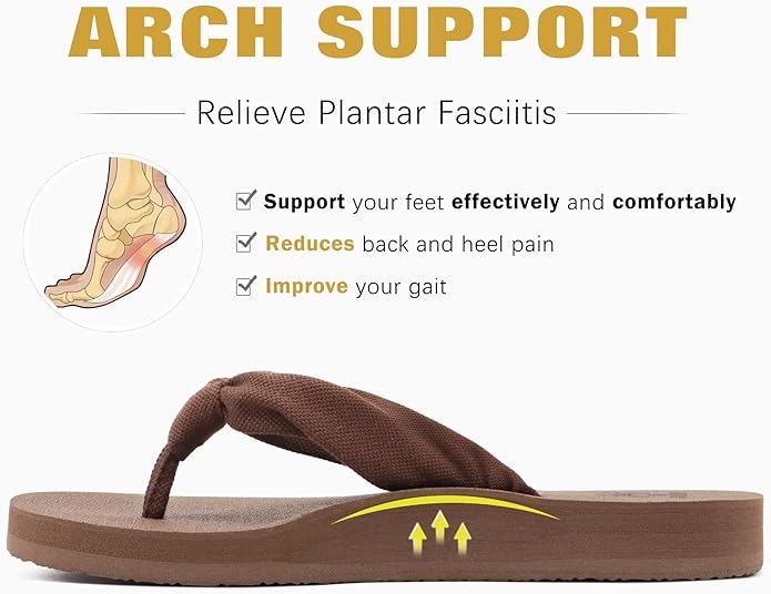 KuaiLu Flip Flops for Women with Arch Support Yoga Mat Comfortable Summer Beach Walking Thong Cushion Sandals Slip On Indoor Outdoor