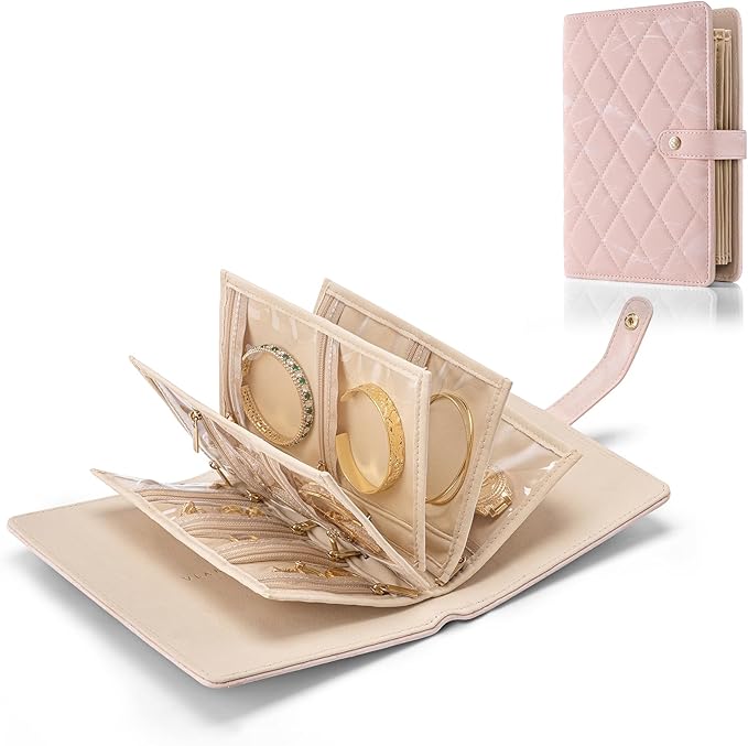 Vlando Jewelry Box for Girls Women,Travel Jewelry Case Organizer,Display Portability Jewelry Storage Bag for Gem Diamond Necklaces Rings Earrings Bracelets Punk