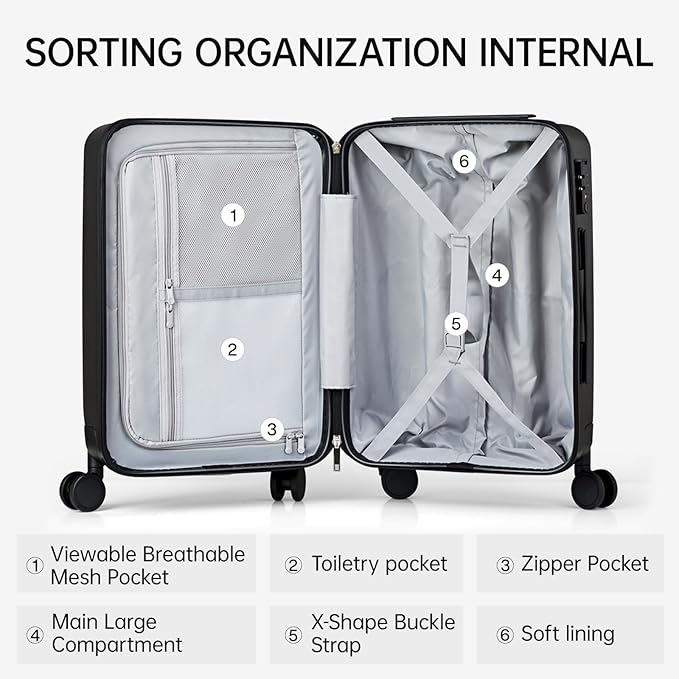 MILADA 28 Inch Hard Shell Luggage - Large Checked Suitcase With Wheels, TSA Approved, For Long Trips - Black