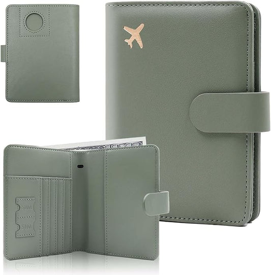 Melsbrinna Premium Leather Passport Holder Covers Case, Waterproof Rfid Blocking Travel Wallet Passport Holder with Pen Holder, Cute Passport Book for Women/Men