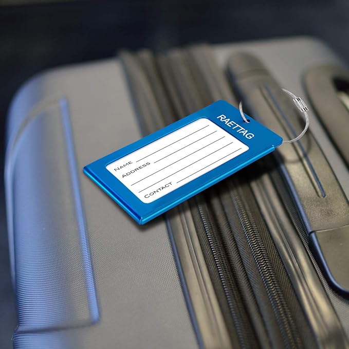 Luggage Tags Metal Suitcase Tags Travel Bag ID Identifier Luggage Tag (Blue 4-Pack)