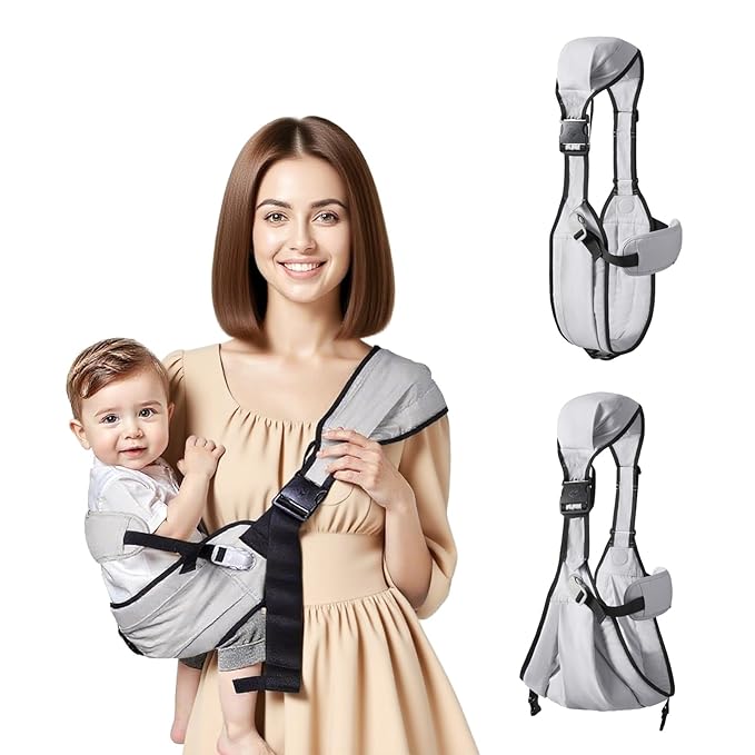 Baby Sling Carrier,Toddler Carrier, 2025 New Baby Sling with Waist Harness,Portable and Lightweight Sling,Non-Slip Hip Seat Carrying 25-60lbs(Grey)
