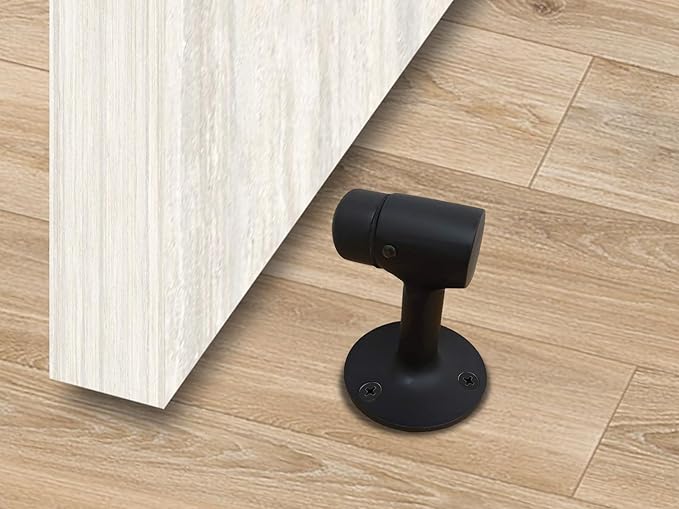 QCAA Solid Brass Door Stop, 3", Matte Black, 1 Pack