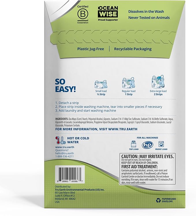 Tru Earth Platinum - Heavy Duty Laundry Detergent Sheets - Up to 128 Loads (64 Count), Fragrance Free - Ultra-Concentrated - Eco-Friendly Laundry Sheets