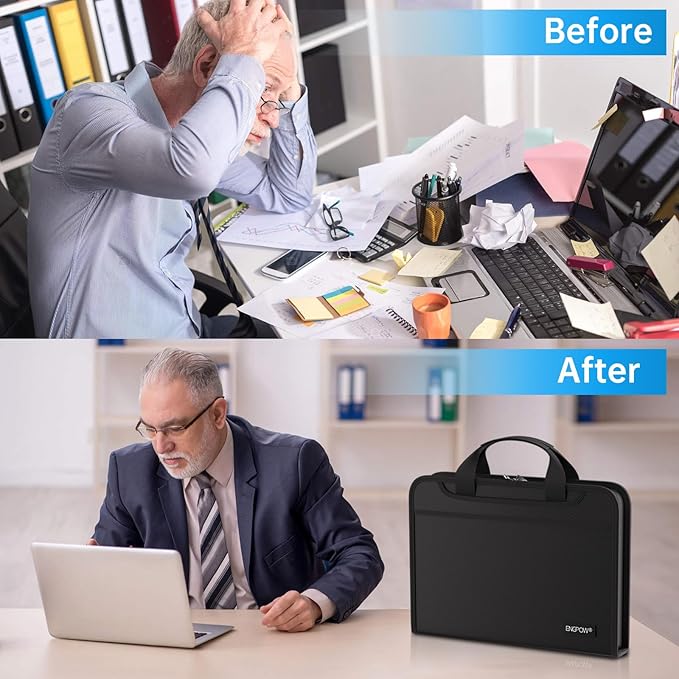 ENGPOW Accordion File Organizer,Fireproof Expanding File Folder with Multi Pockets,13 Pockets Document Organizer with Handle & Labels,Portable Home Travel Safe Storage for Letter A4 Files and More