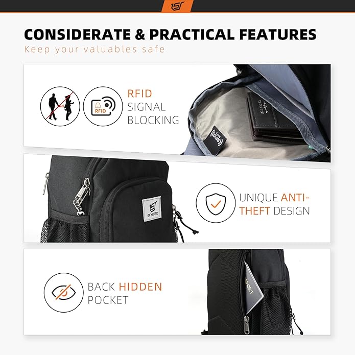 SKYSPER Sling Bag RFID Crossbody Sling Backpack Cross Body Shoulder Bag Travel Hiking Daypack for Women Men