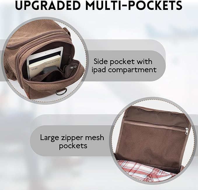 Men'S Duffle Bag For Travel, Expandable Canvas Duffel Bags Overnight Weekend Gym Carry On Luggage Bag For Men(Coffee)