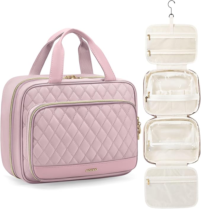 Travel Toiletry Makeup Bag for Women Hanging Toiletry Bag Cosmetic Organizer Make up Bags for Women Travel Essentials (Pinkish Purple)