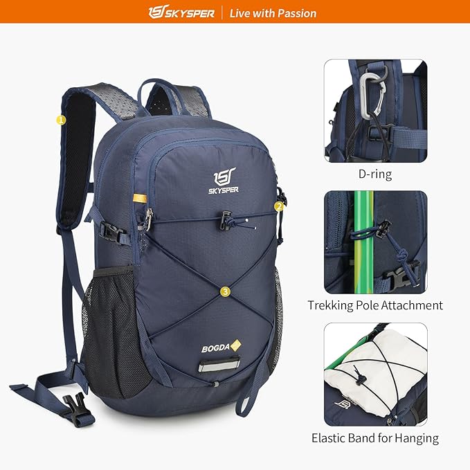 SKYSPER Small Hiking Daypack, 20L Lightweight Travel Backpacks Day Hike Pack with Waist Strap for Women Men
