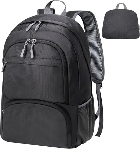 HOLYLUCK 20L lightweight packable Hiking Daypack Foldable Backpack for Men Women Small Travel Outdoor Foldable Shoulder Bag-black