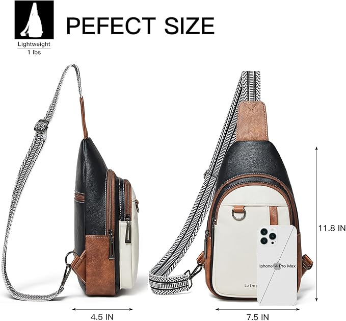 7L Sling Bag for Women Men Leather Small Sling Backpack Daypack Anti Theft Fanny Pack Crossbody Purse Travel