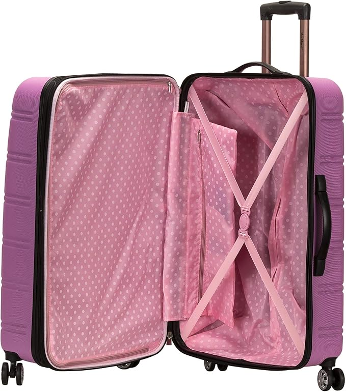 Rockland Melbourne Hardside Expandable Luggage with Spinner Wheels, Pink, 2 Piece (20/28)