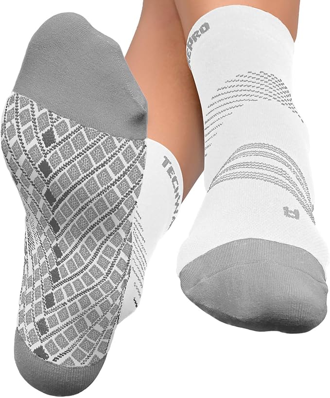 TechWare Pro Plantar Fasciitis Socks – Cushion Ankle Compression Socks Women & Men. Achilles Tendonitis Brace & Arch Support
