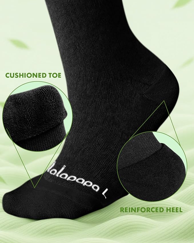 Bamboo Viscose Compression Socks for Women Men 2 Pairs 15-20mmHg Knee High Compression Socks Travel Nurse