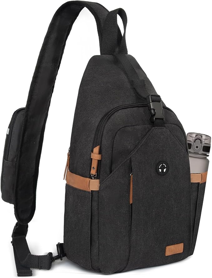 Sling Bag for Men, Crossbody Bag Men Anti Theft Crossbody Bag with Tunnel Lock Zipper Canvas Sling Backpack Travel