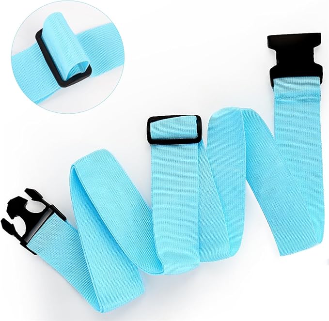 4Pack Luggage Straps for Suitcases, Travel Connector for Carry On Bag, Add Bag to Connect Two Suitcases, Adjustable Belt Attachment Accessories for Connect Your 3 Luggages, Light Blue