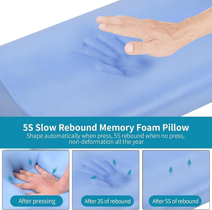 Memory Foam Pillows Neck Pillow Bed Pillow for Sleeping, Ergonomic Cervical Pillow for Neck and Shoulder Pain Relief,Orthopedic Contour Pillow for Side Back Stomach Sleeper(Blue&Grey)