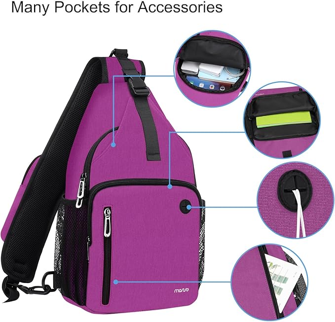 MOSISO Sling Backpack Bag, Crossbody Shoulder Bag Travel Hiking Daypack Chest Bag with Front Square Pocket&USB Charging Port