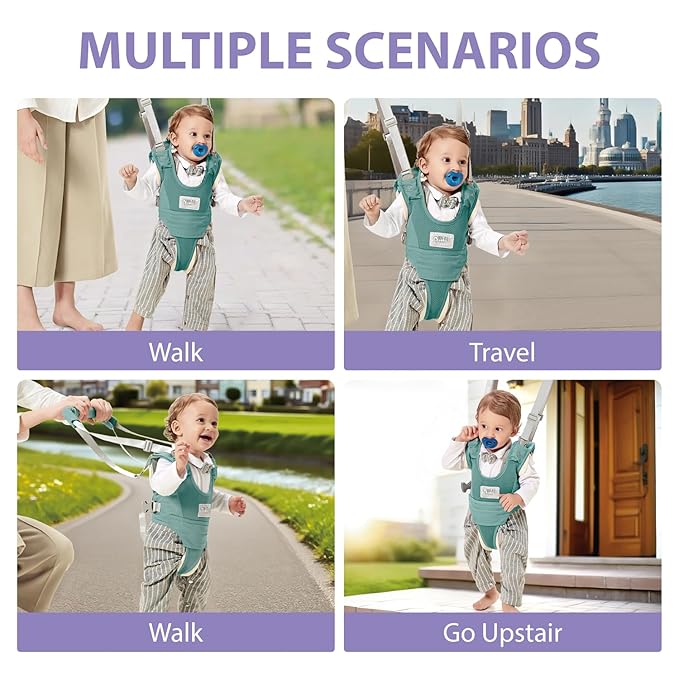 Baby Walking Harness-Handheld Assistant Belt- Toddler Infant Walking Aid for Trainer & Support 7-24 Month Old (summer-Green-1819)