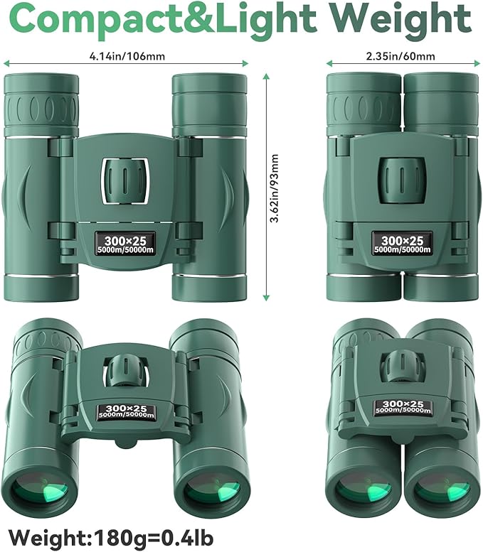 300x25 Binoculars for Adults and Kids, High Powered Mini Pocket Binoculars with Phone Adapter, Waterproof Compact Telescope for Bird Watching, Hunting, Concert, Theater, Opera, Traveling, Sightseeing