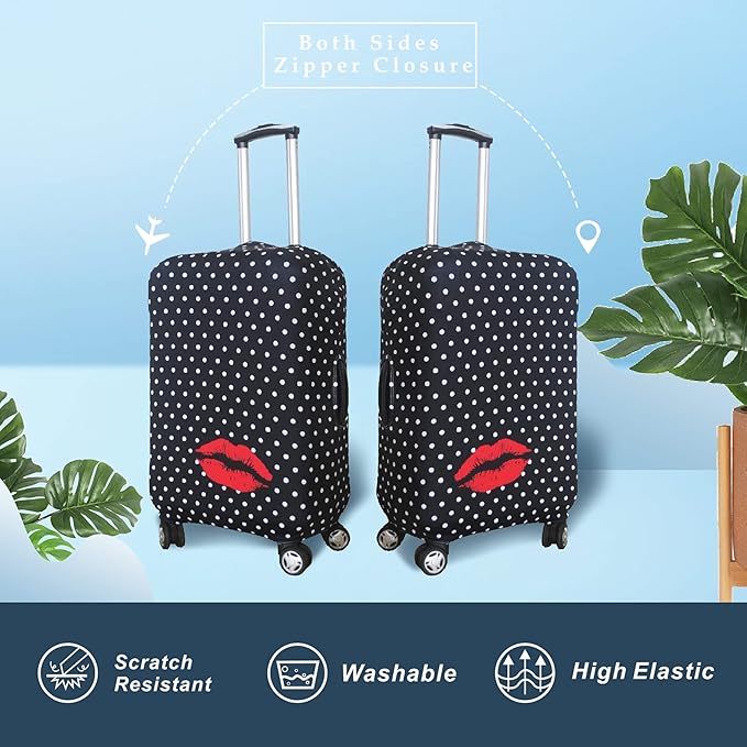Explore Land Travel Luggage Cover Suitcase Protector Fits 18-22 Inch Case (Polkadot, S)