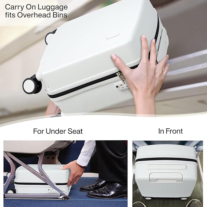 Hanke 16 Inch Underseat Carry On Luggage, Airline-Approved Hard Shell Small Suitcase with Spinner Wheels, Lightweight Tsa Lock Travel Luggage for Short Trips(Smoke White)
