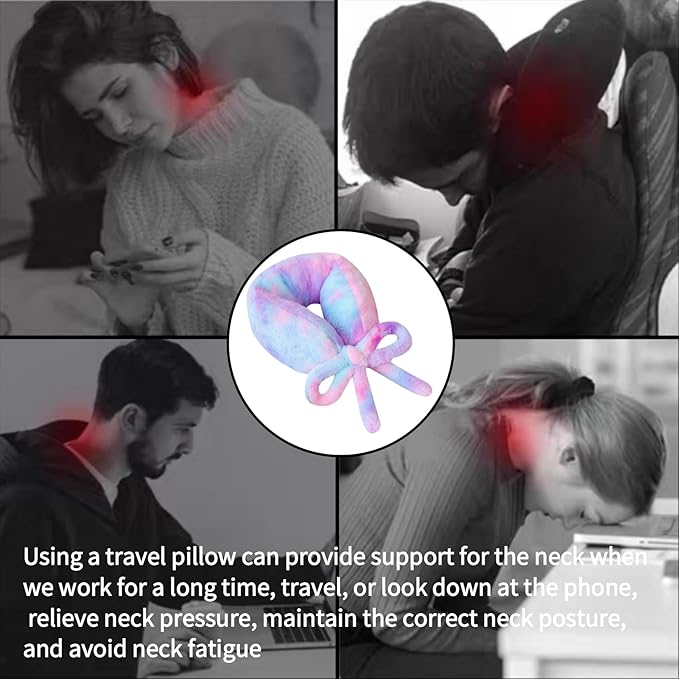 Travel Pillow Multifunctional Airplane Travel Neck Pillow Provides Neck and Lumbar Support During Travel Airplane Pillow Colorful Purple