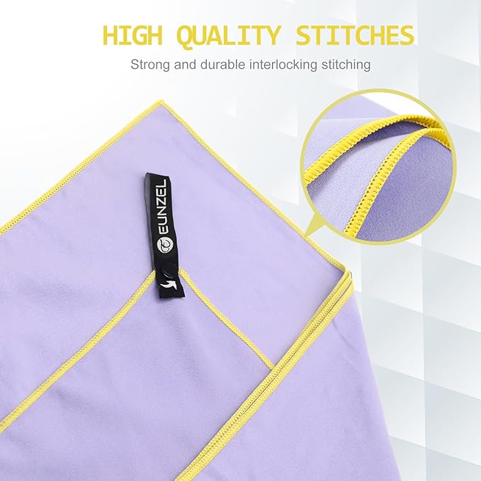 Eunzel Quick Dry Camping Towel, Microfiber Travel Towel 3 Size at 1 Pack,Fast Drying Towel Set for Camping, Beach, Gym, Sports, Yoga & Swimming Pool, Taro Purple
