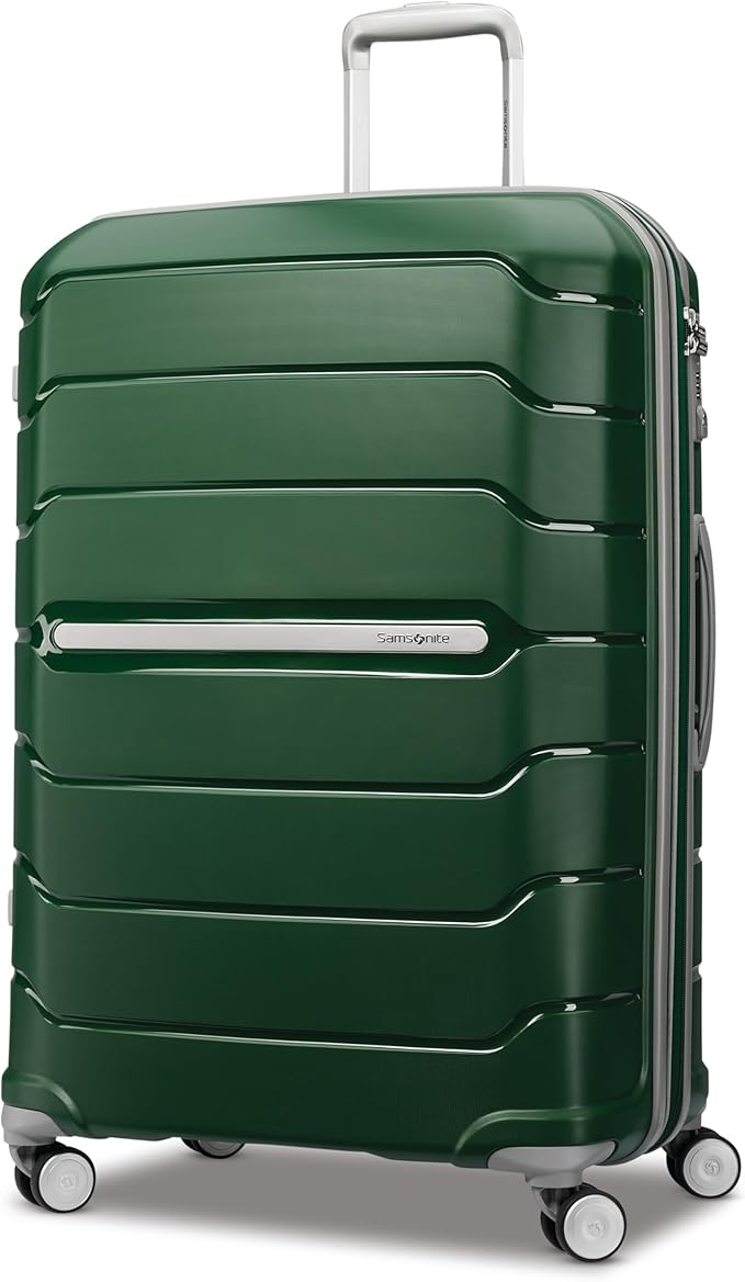 Samsonite Freeform Large Checked Luggage with Dual 360° Spinner Wheels - TSA Lock, Airline-Approved - Lightweight Durable Polypropylene Expandable Hardshell - Pine Green