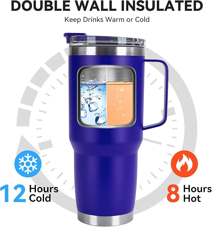 HASLE OUTFITTERS 30oz Tumbler Bulk with Handle, Insulated Travel Coffee Mug Set with Handle Leak-Proof Double Wall Stainless Steel Vacuum Tumblers Pack Metal Cup for Hot and Cold Drink