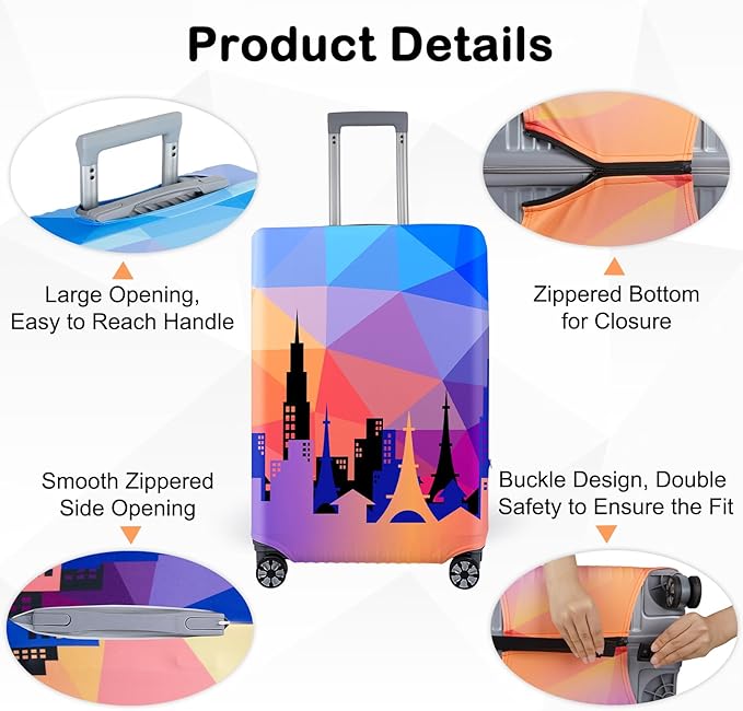 Pink Dino Suitcase Luggage Cover, Thick Suitcase Cover for Carry on Luggage Protector Fits 18-30 Inch Case