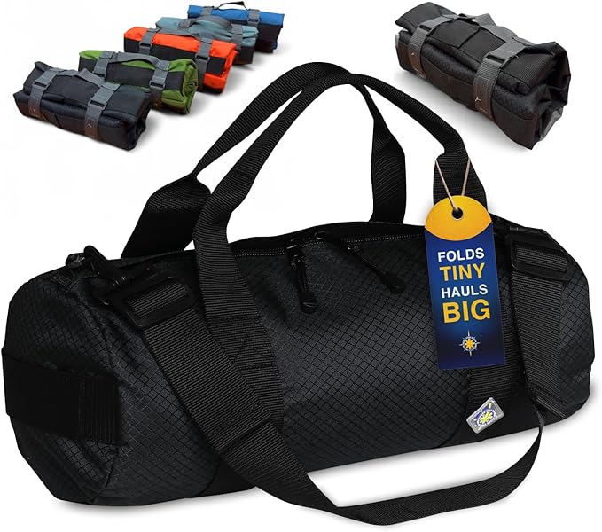 North Star Sports Foldable Duffle Bag for Travel, Gym & Outdoor Camping | Tough and Packable Sport Equipment Bag & Gear Organizer | Heavy Duty Large Duffel Bags for Traveling