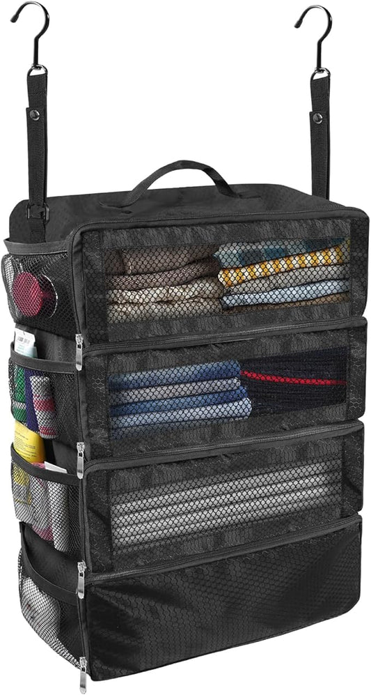 Suitcase Organizer, Travel Luggage Organizer Portable Hanging Travel Shelves Collapsible Hanging Packing Cubes for Carry on Suitcase