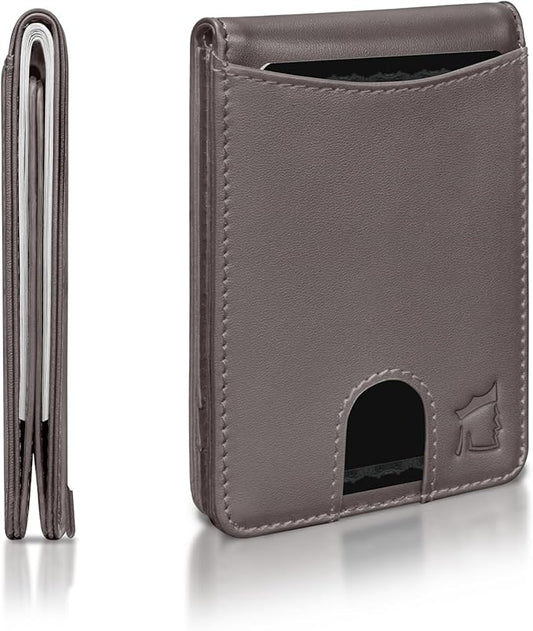 Kingly Cash Pocket Slim Wallet for Men - RFID Blocking Leather Card Holder - Minimalist Men’s Wallet for Front Pockets - Holds 1-15 Cards & Cash - Durable Italian Leather Wallets