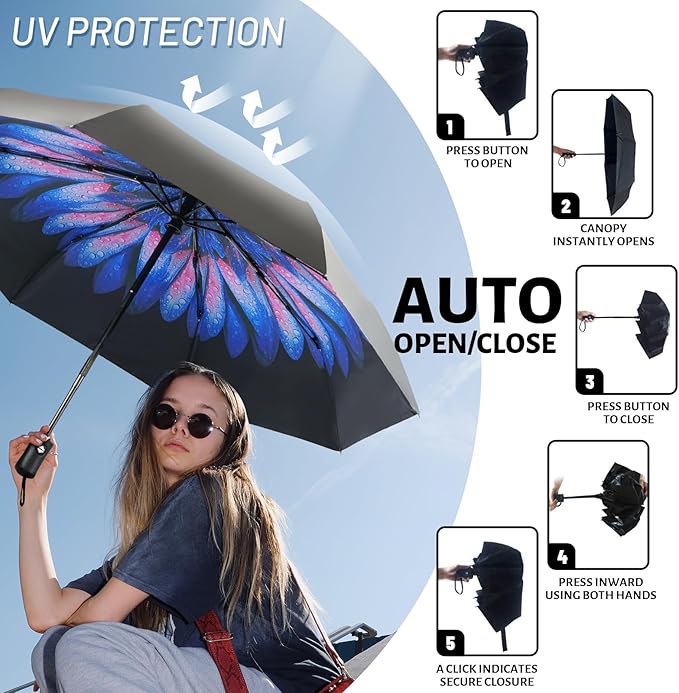 SY COMPACT Travel Umbrella Windproof Automatic Umbrellas Small Compact UV Sun Protection Factory Outlet Umbrella