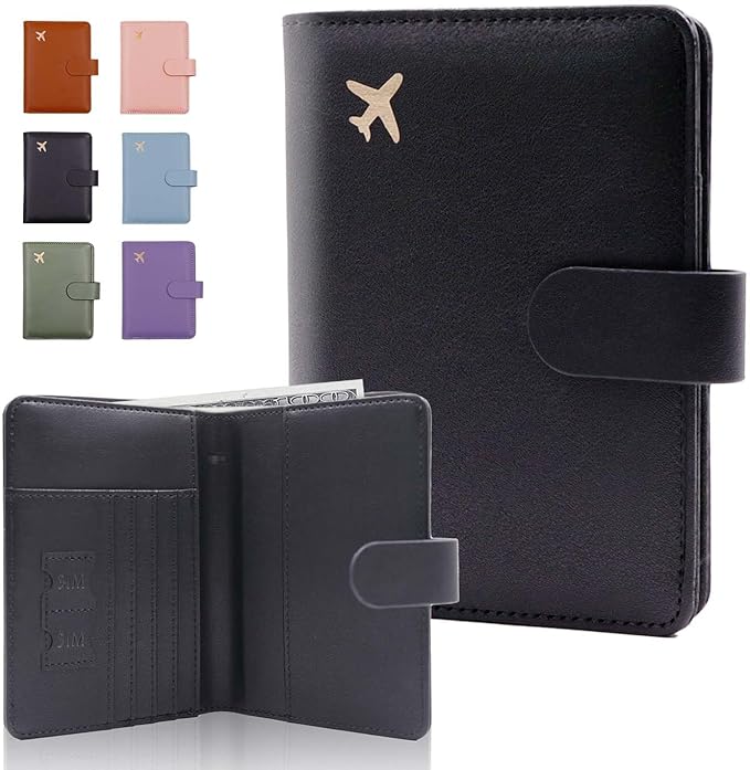 Melsbrinna Premium Leather Passport Holder Covers Case, Waterproof Rfid Blocking Travel Wallet Passport Holder with Pen Holder, Cute Passport Book for Women/Men