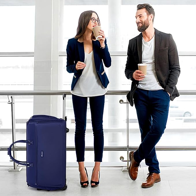 Modoker Rolling Garment Bags, Large Garment Duffle Bag with Wheels, 3 in 1 Garment Suit Luggage Bag for Women Men Business Travel Weekender, Blue