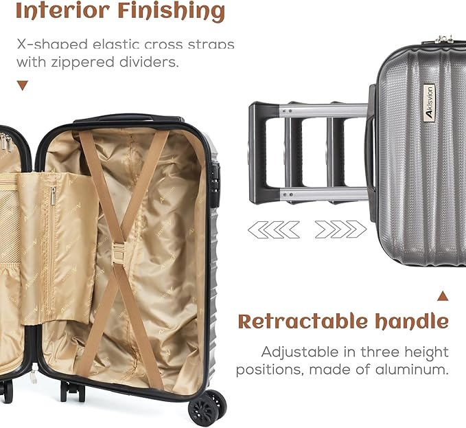 Luggage Set 3 Piece Luggage Set ABS hardshell Spinner Wheels Luggage Carry on Suitcase with Weekender bag & Toiletry bag(Grey)
