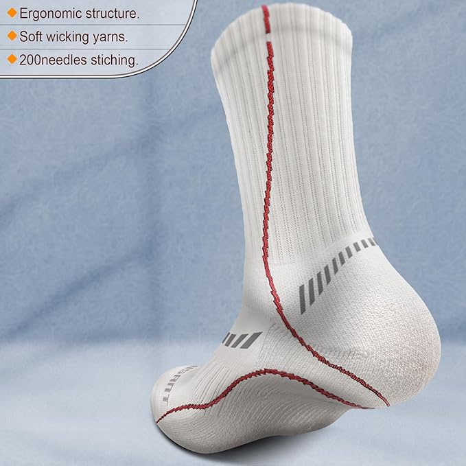 BULLIANT Compression Socks for Men 6Pairs, Athletic Crew Socks Cushioned For Men Sports Running-Arch Support