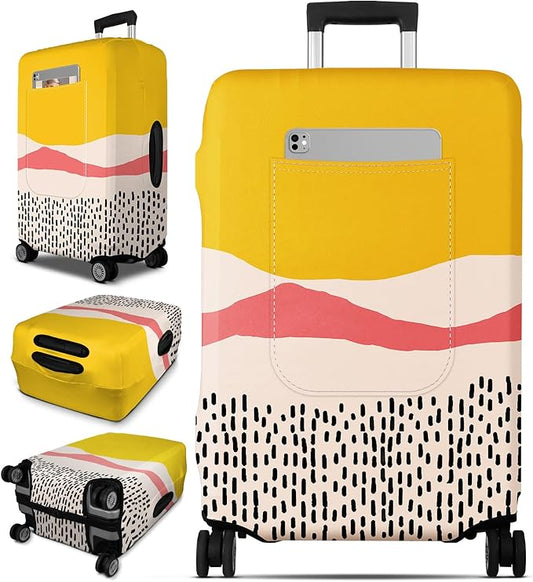 Slohif Luggage Cover for Suitcase Tsa Approved Protector - Luggage Sleeve Large Suit Case Cover Travel Stretch Baggage Case Protective Washable Fit 28-30 Inch Patchwork L